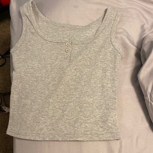grey crop top tank with buttons
